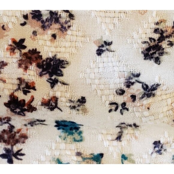 HIP Boho Top Womens L Crochet Fringe Trim Off Shoulder Sheer Floral Blouse - Picture 9 of 12